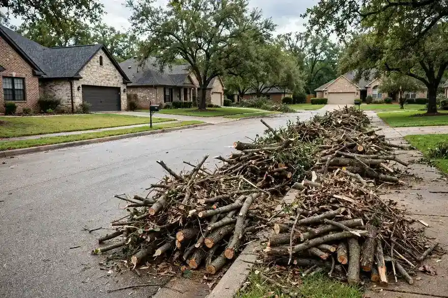 Storm debris cleared from a residential property