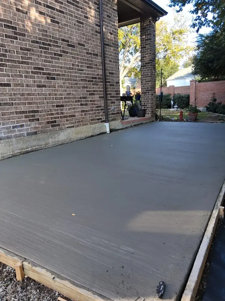 Fresh residential concrete slab with formwork still in place