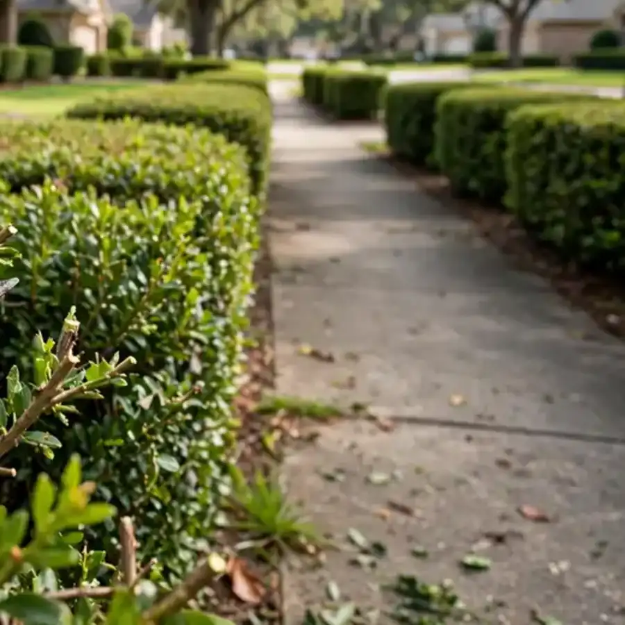 Selective shrub pruning with hand shears