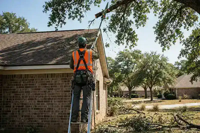 Selective tree pruning near a residential roof